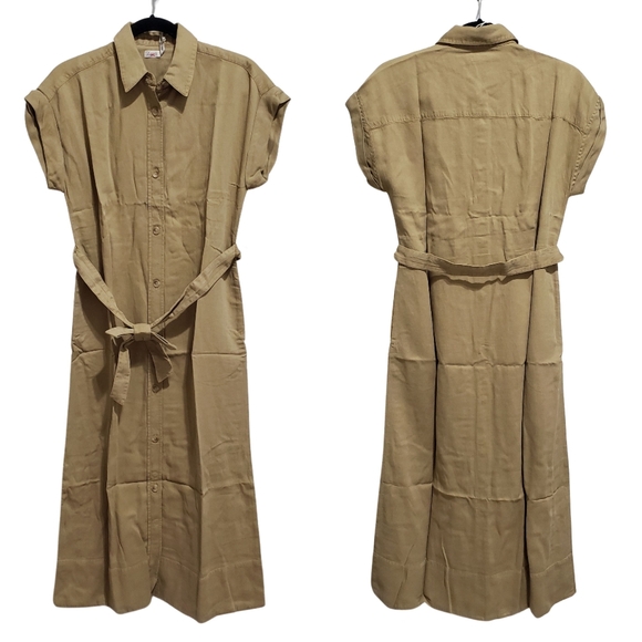 Faherty Dresses & Skirts - Faherty Arlie Day Midi Dress Short Sleeve Women XS Linen Blend Antique Bronze